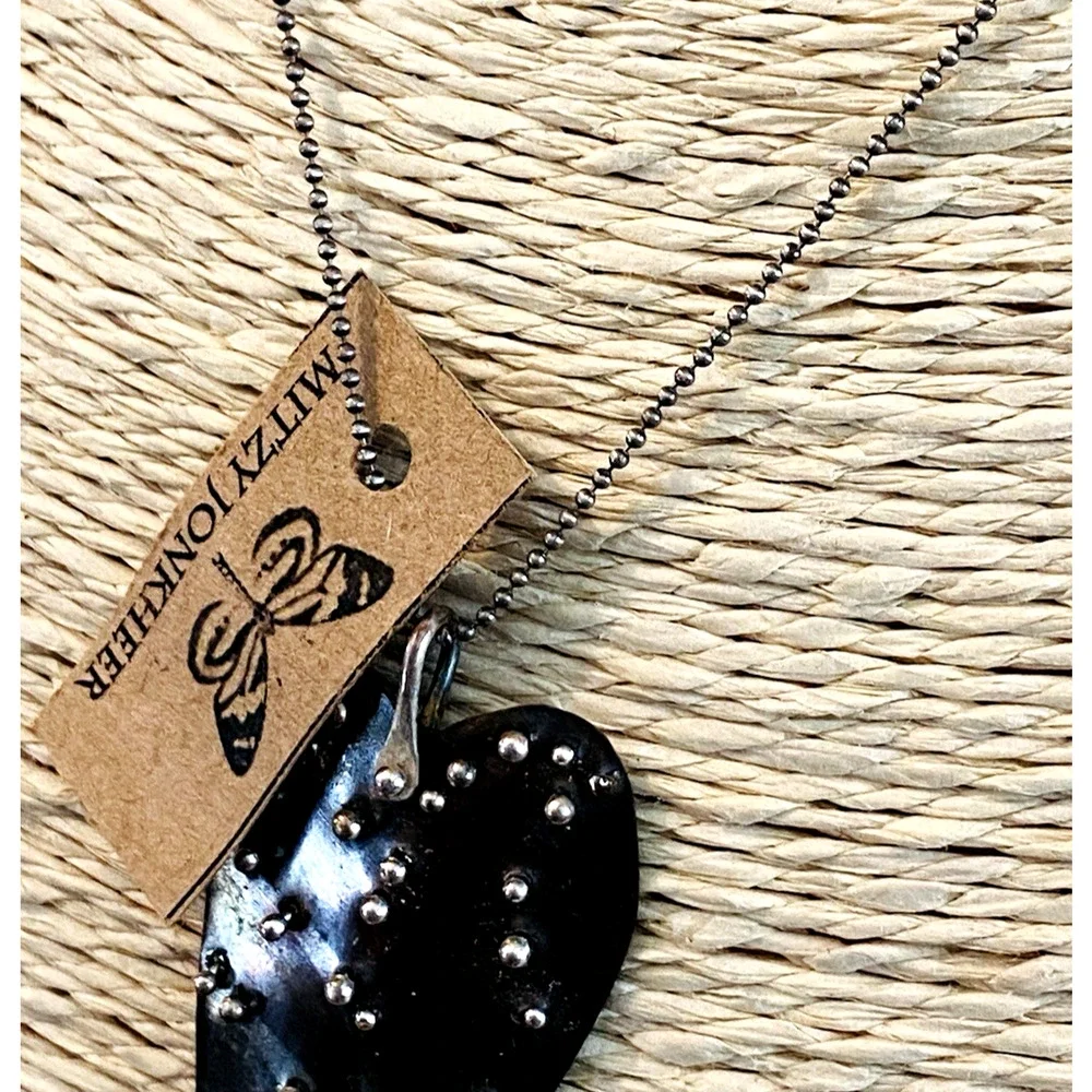 NWT Mitzy Jonkheer Sterling Silver Heart Pendant Necklace Handmade Artist Signed